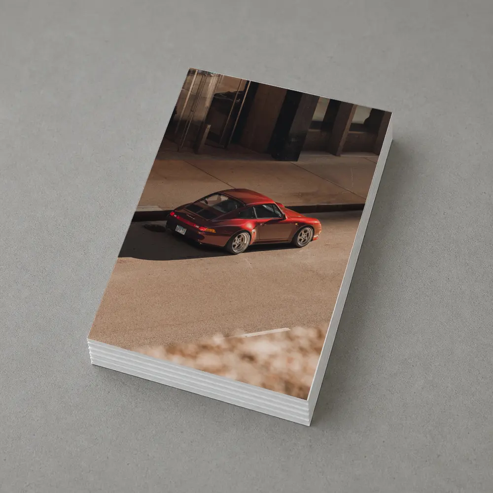 Red Porsche 911 Parked Urban Street – Postcards