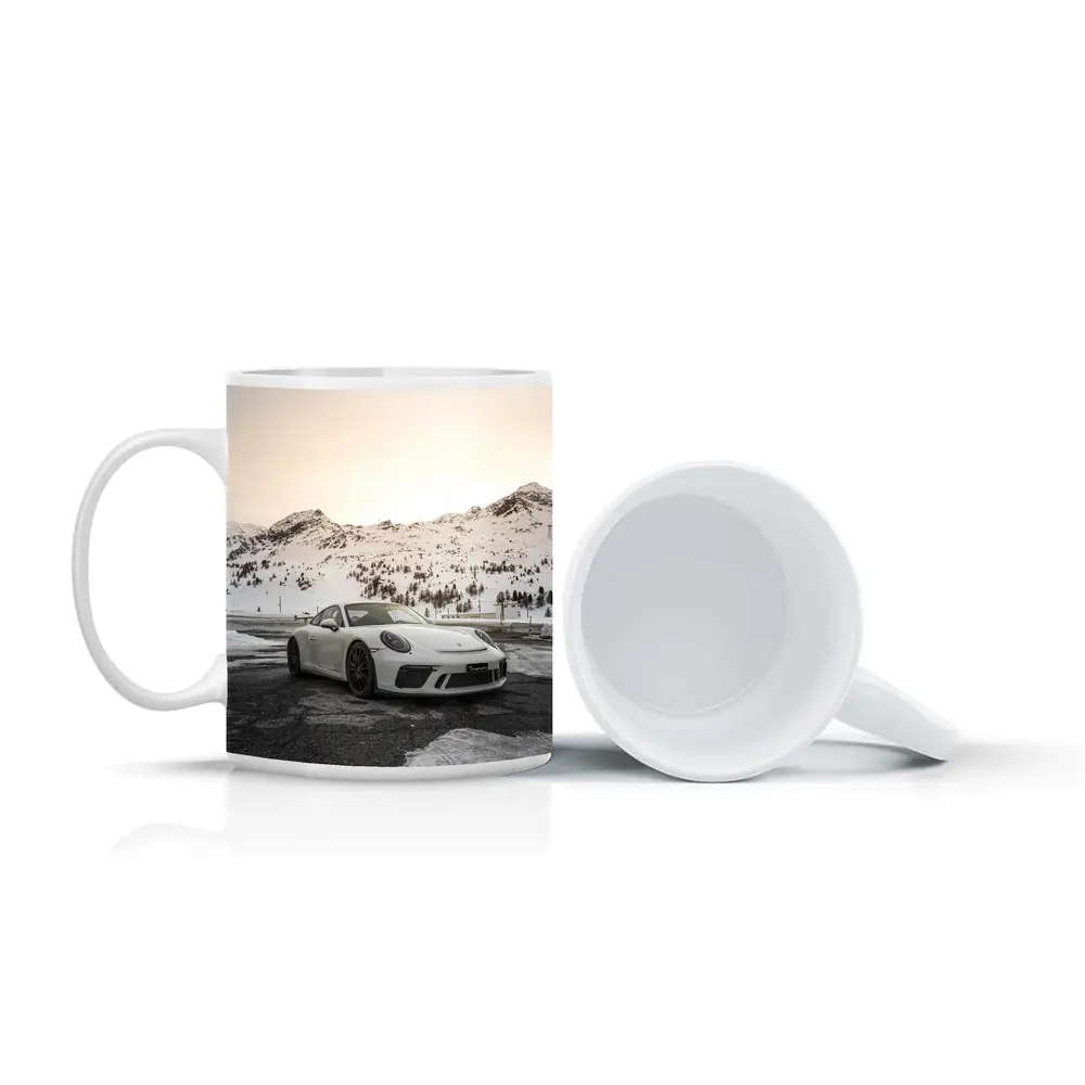 Porsche 911 GT3 White Snowy Mountain Setting – Mugs