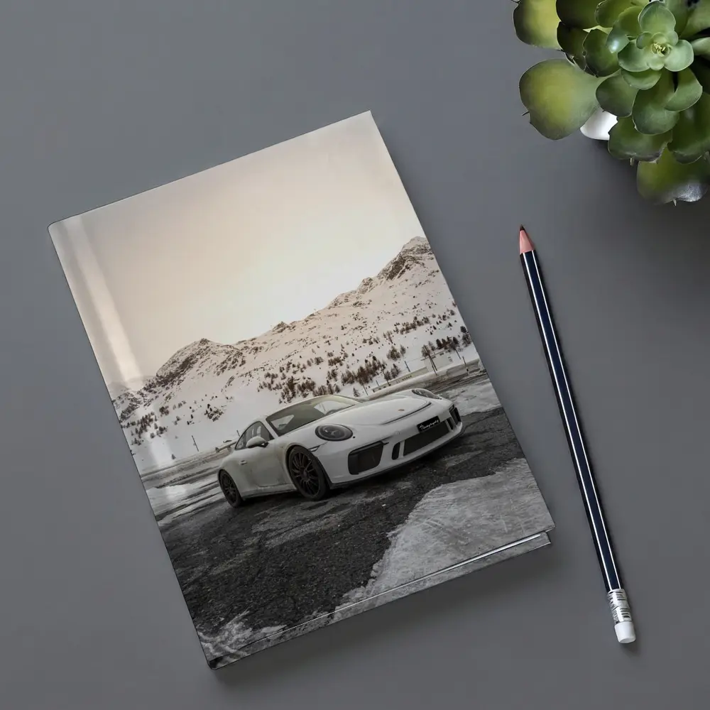 Porsche 911 GT3 White Snowy Mountain Setting – Notebooks
