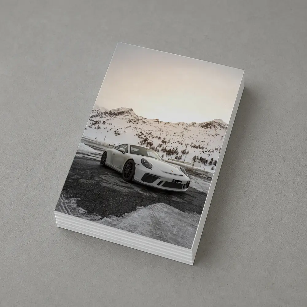 Porsche 911 GT3 White Snowy Mountain Setting – Postcards