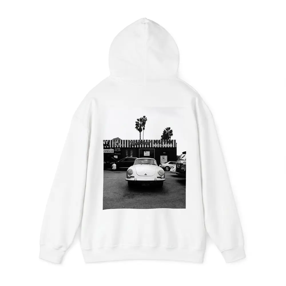 Porsche 356 Black White Parking Lot Street – Hoodies