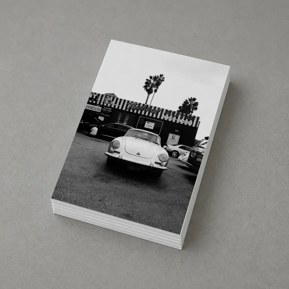 Porsche 356 Black White Parking Lot Street – Postcards