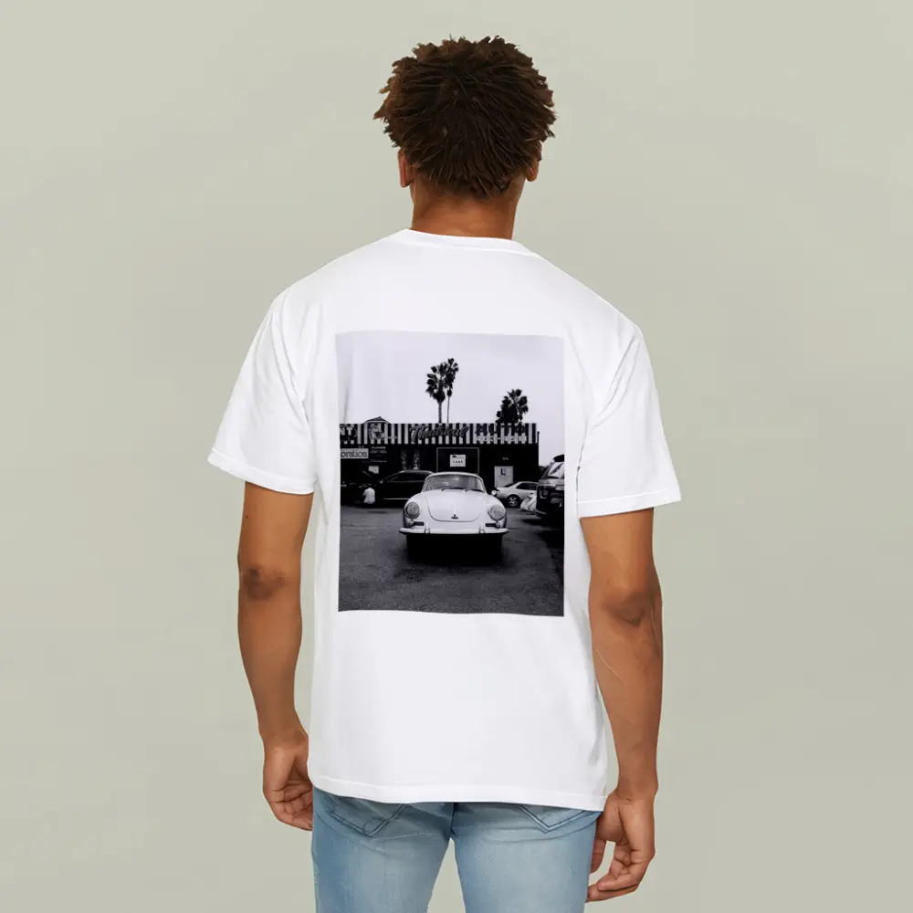 Porsche 356 Black White Parking Lot Street – T-Shirts