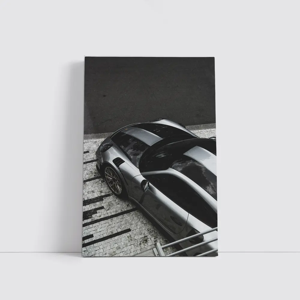 Porsche 911 GT Silver Street Overhead View – Wall Art