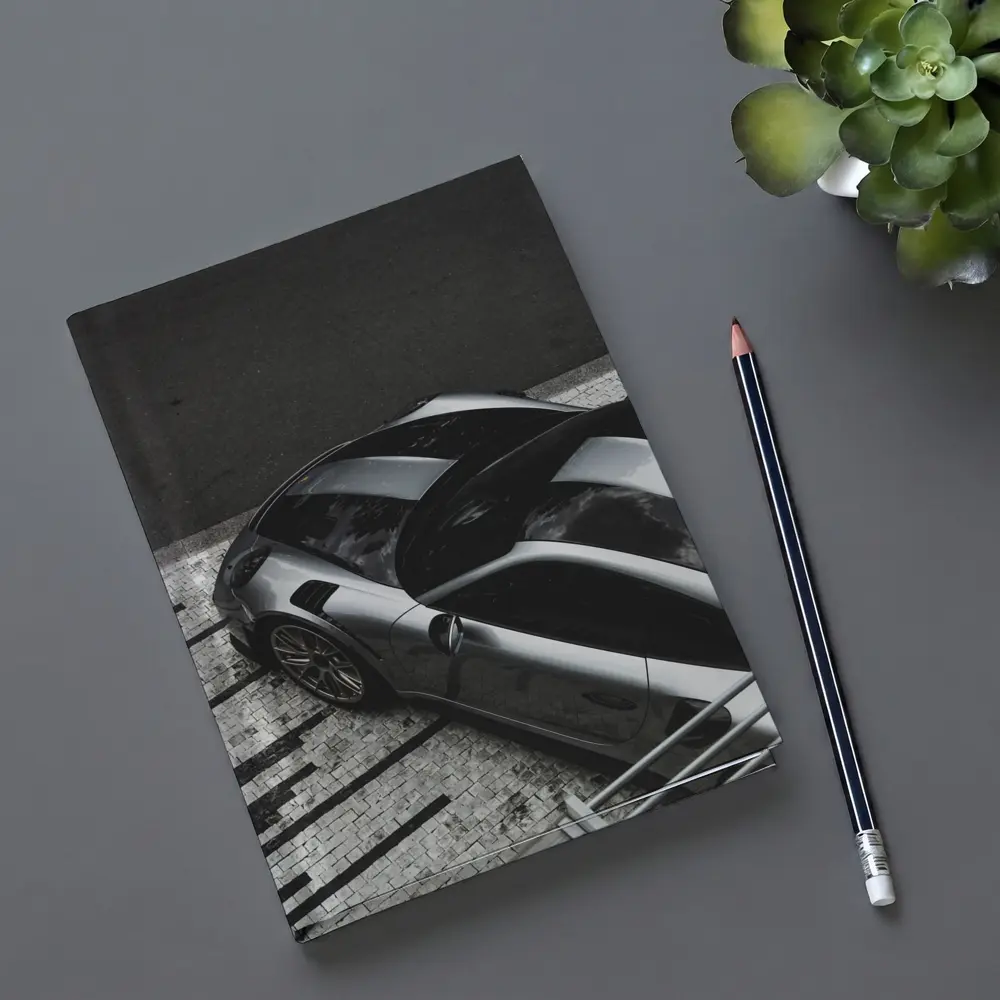 Porsche 911 GT Silver Street Overhead View – Notebooks