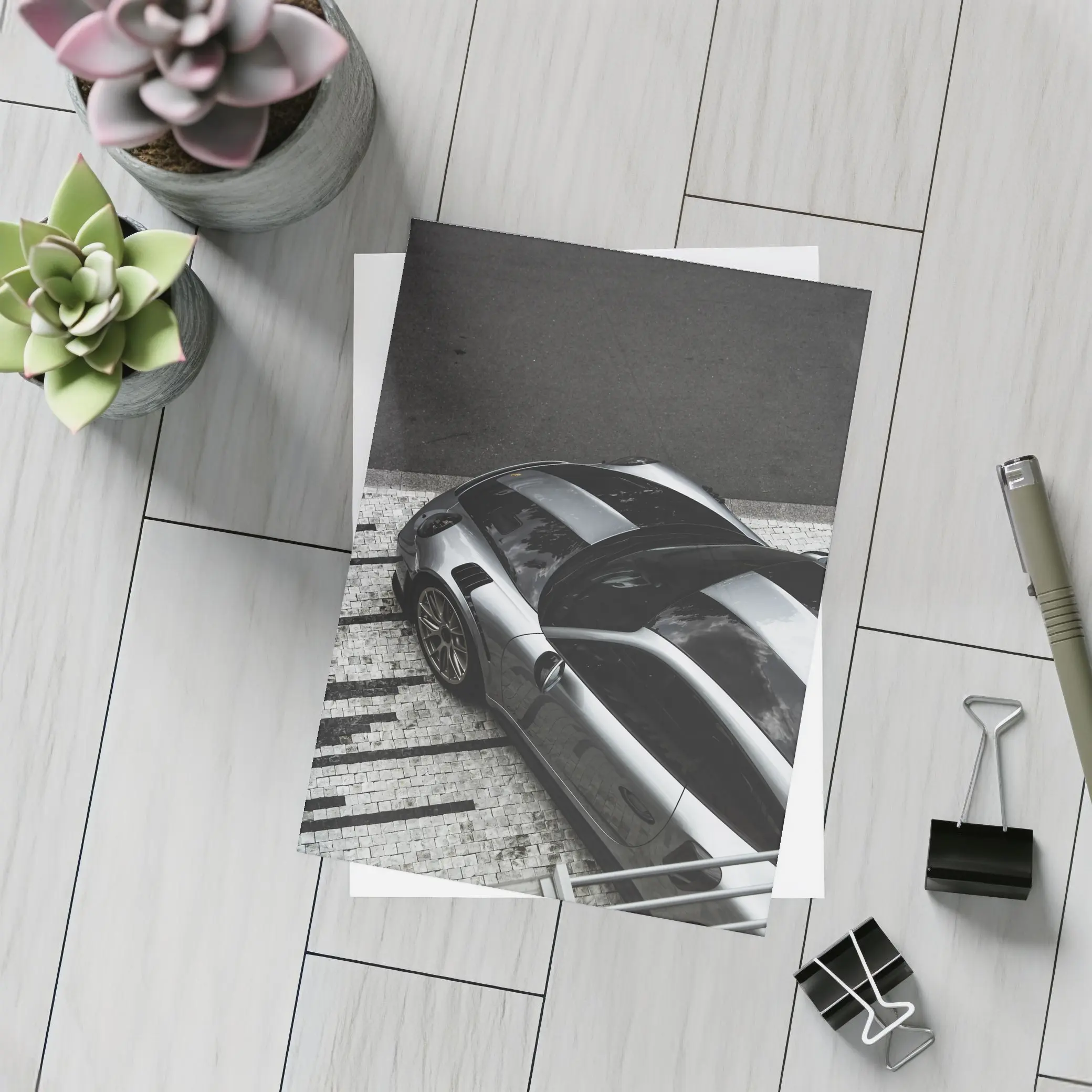 Porsche 911 GT Silver Street Overhead View – Postcards
