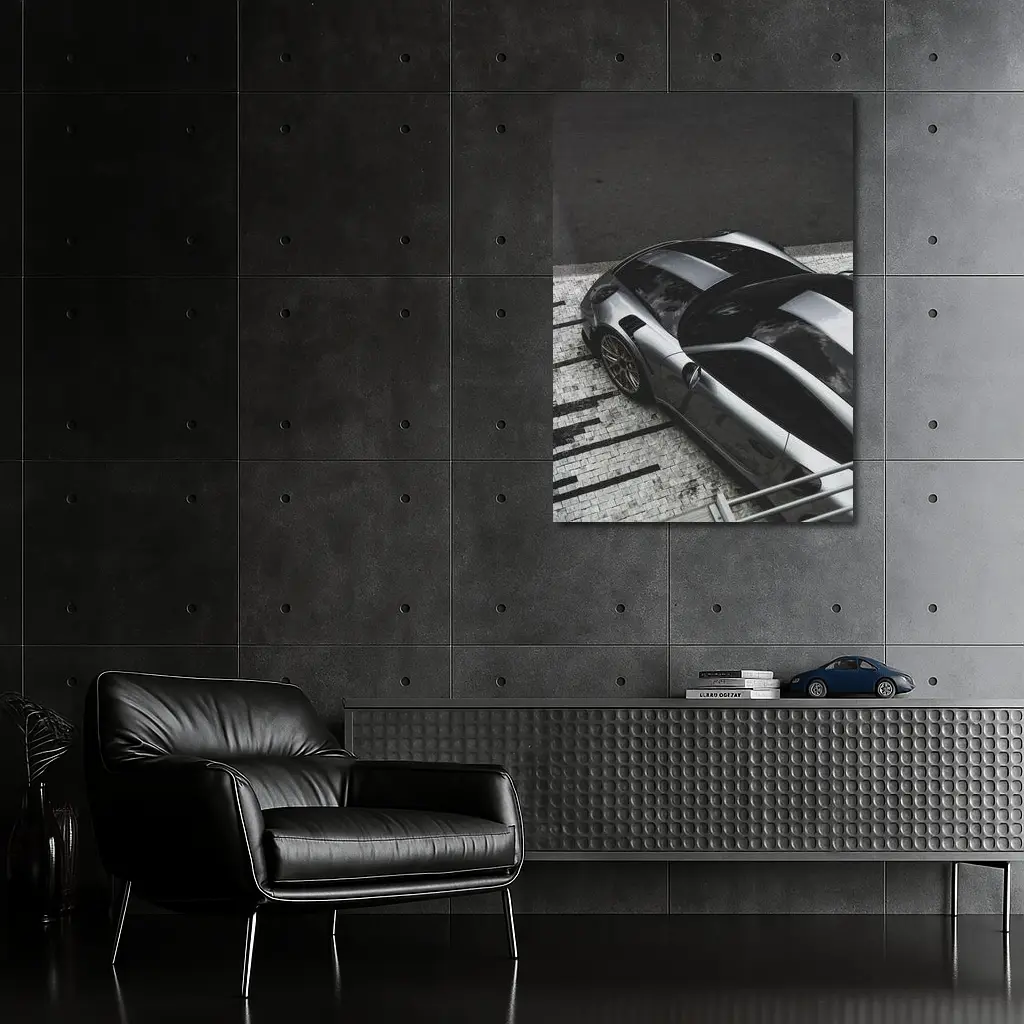 Porsche 911 GT Silver Street Overhead View – Wall Art