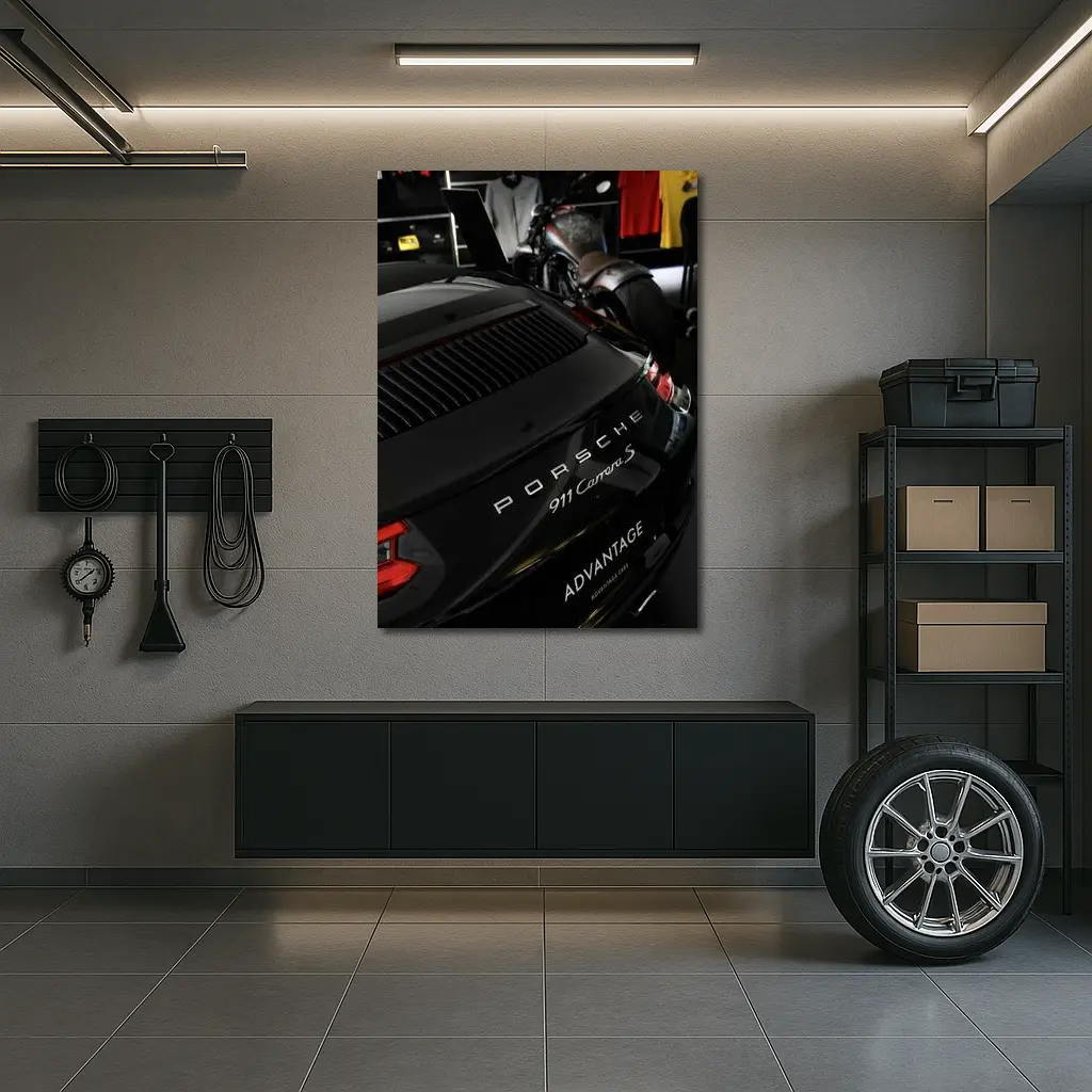 Porsche 911 Carrera S Black Rear Detail – Wall Art