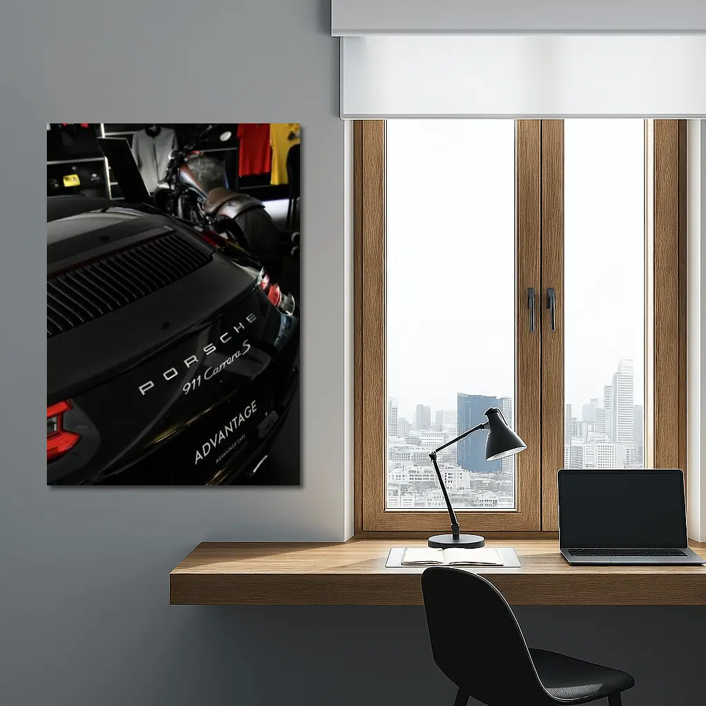 Porsche 911 Carrera S Black Rear Detail – Wall Art