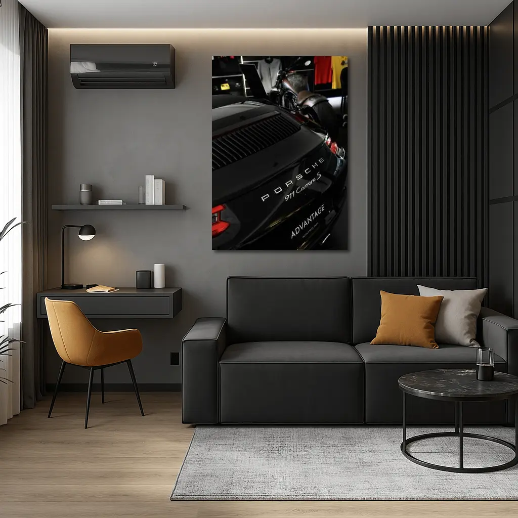Porsche 911 Carrera S Black Rear Detail – Wall Art