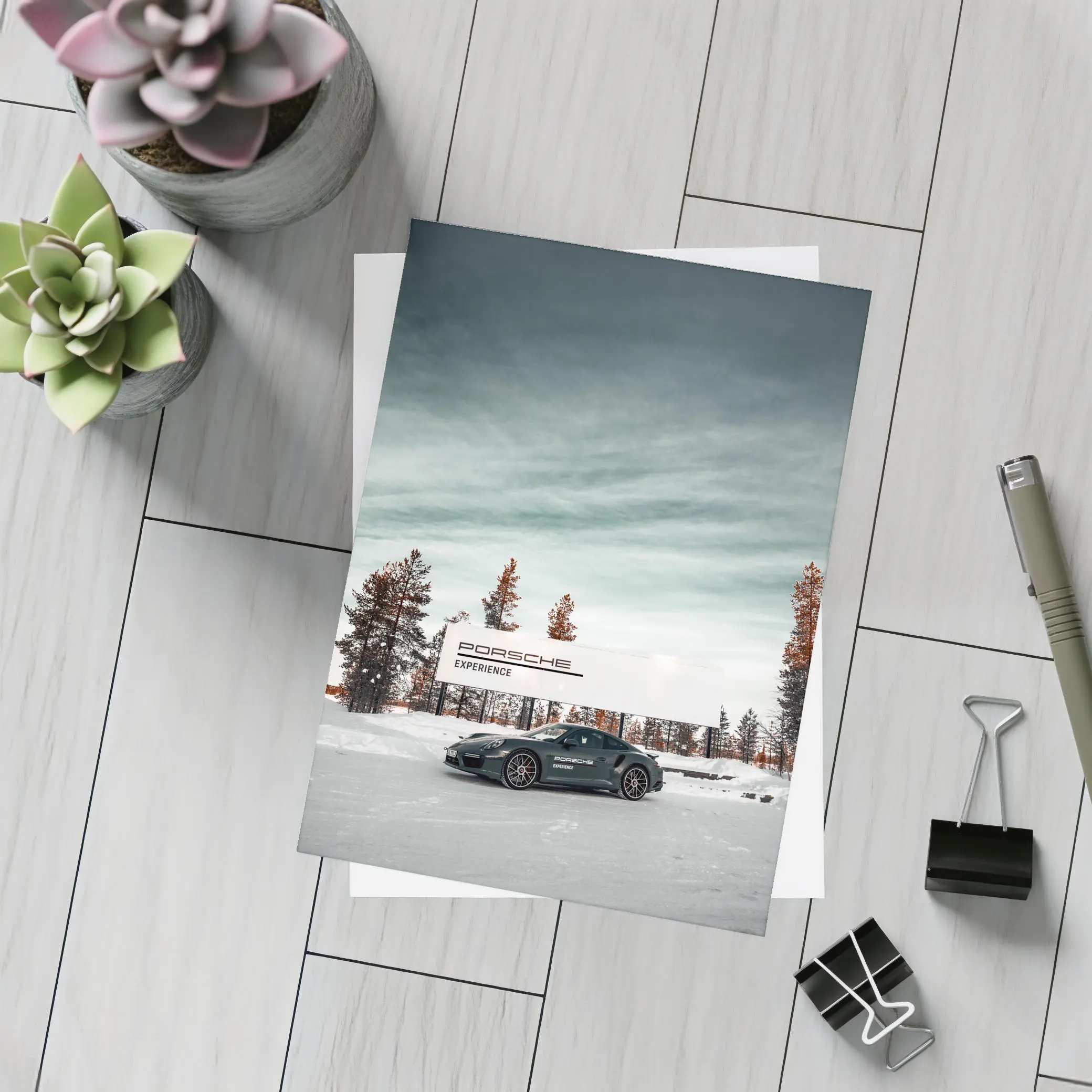 Porsche 911 Turbo Snow Winter Scene – Postcards