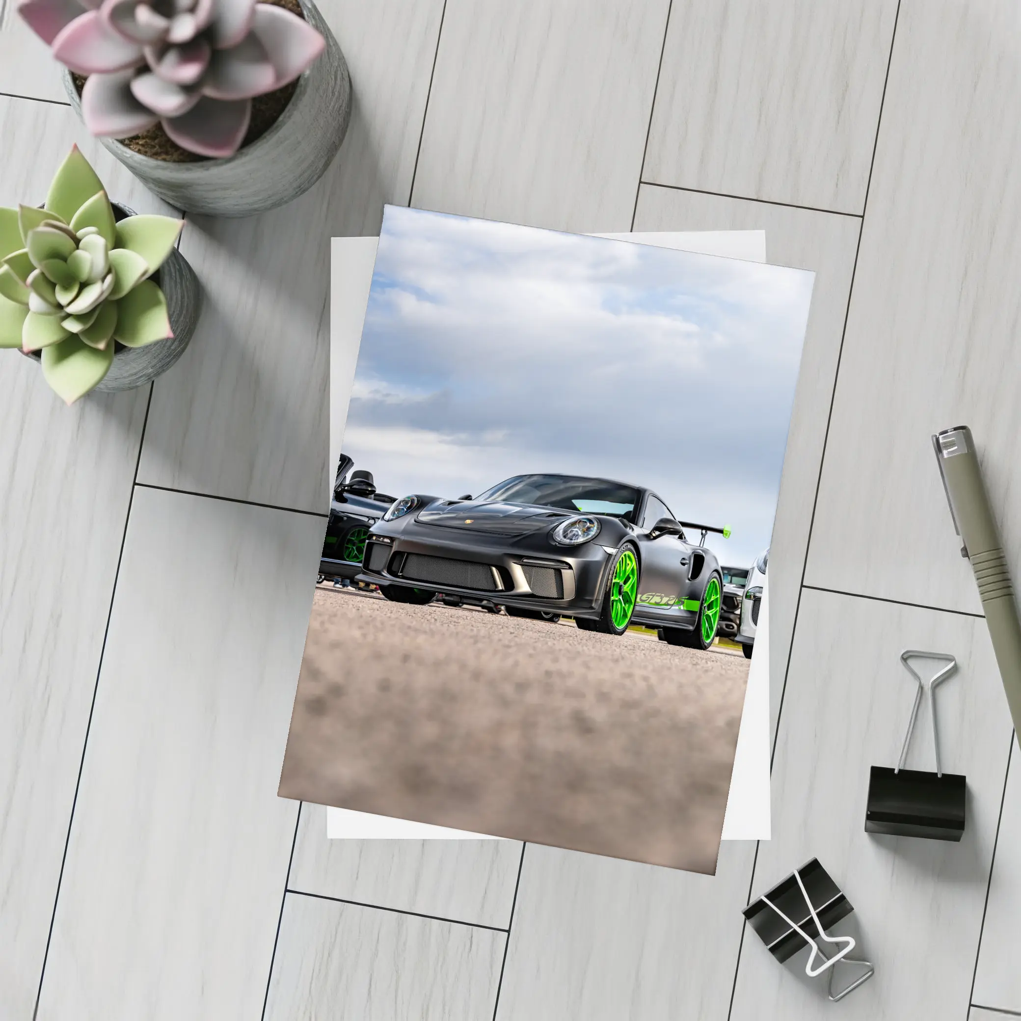 Porsche GT RS Black Green Track Day – Postcards