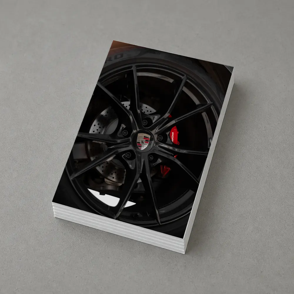 Porsche Black Alloy Wheel Red Brake Caliper – Postcards