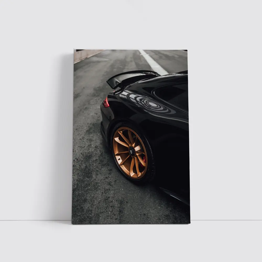 Black Porsche GT Bronze Wheels Garage – Wall Art