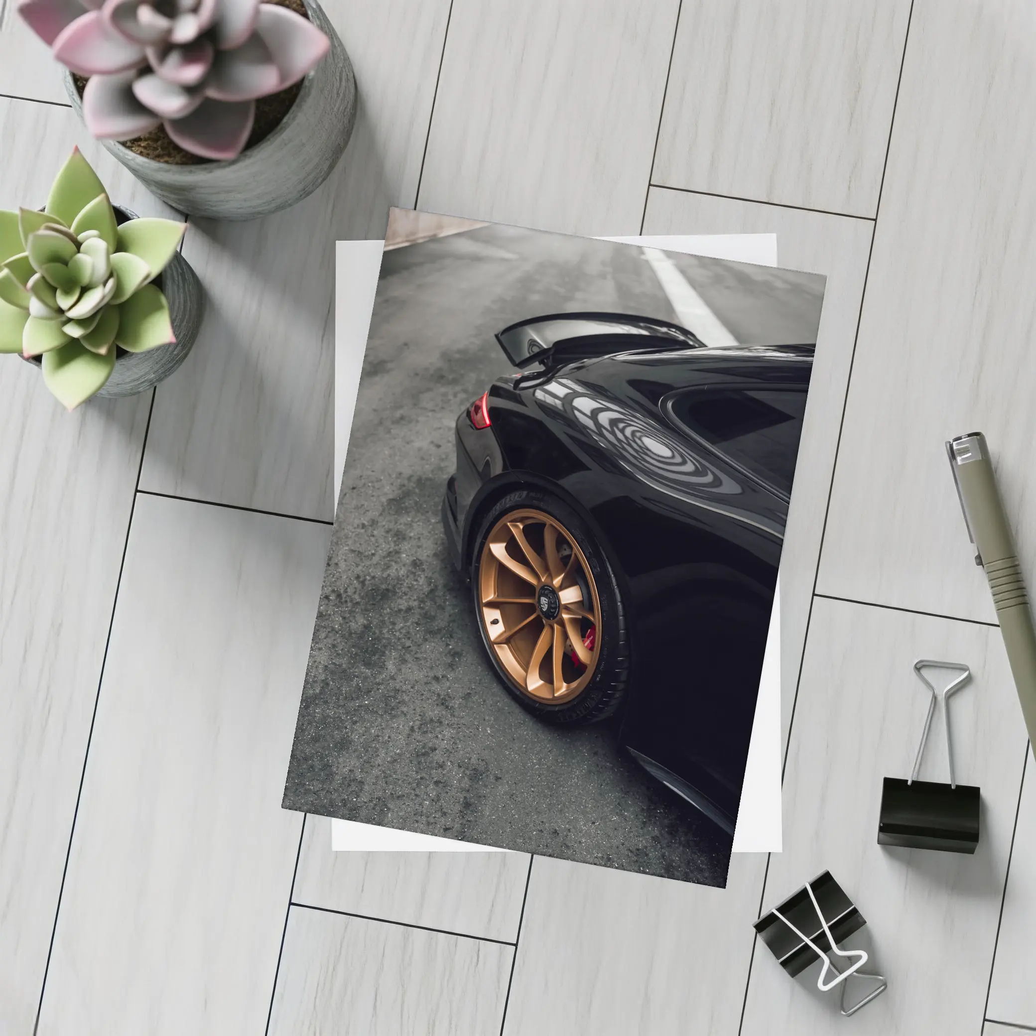 Black Porsche GT Bronze Wheels Garage – Postcards