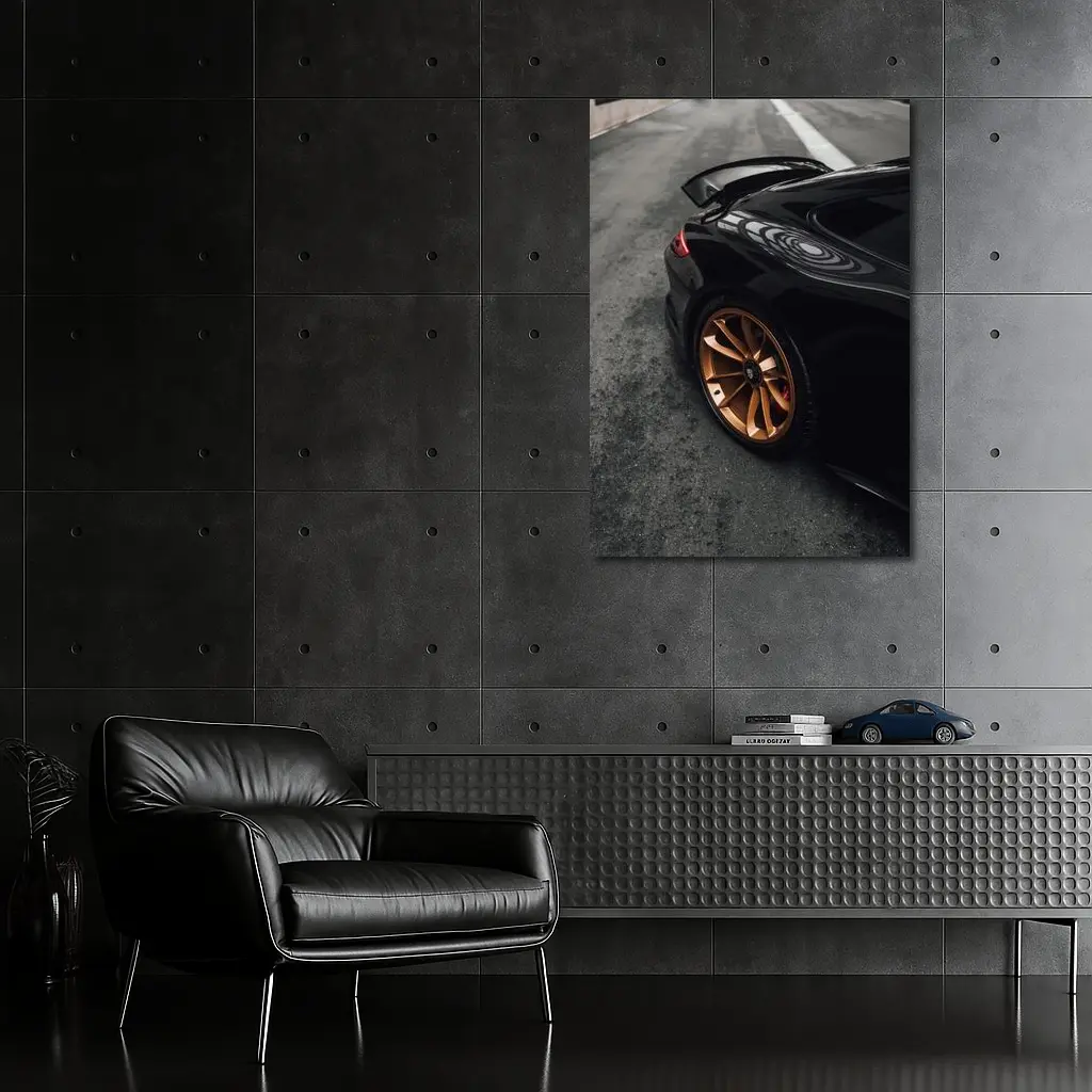 Black Porsche GT Bronze Wheels Garage – Wall Art