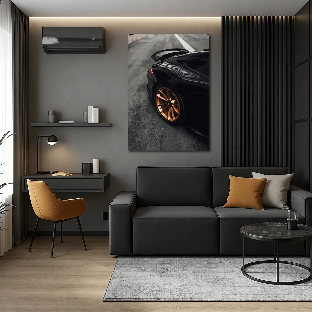 Black Porsche GT Bronze Wheels Garage – Wall Art