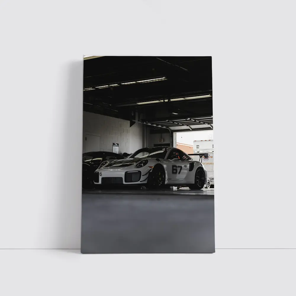 Porsche GT2 RS Race Car Pit Garage – Wall Art