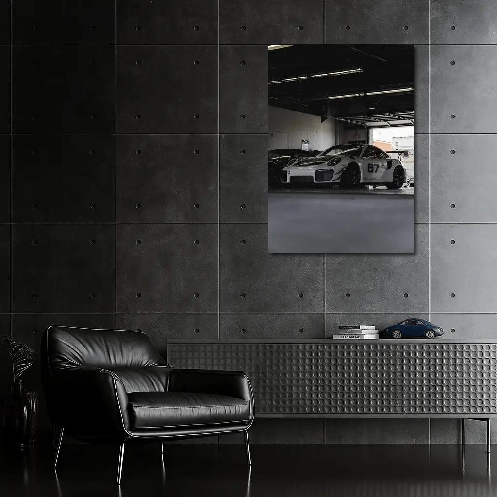 Porsche GT2 RS Race Car Pit Garage – Wall Art