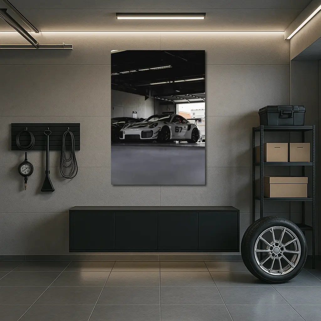 Porsche GT2 RS Race Car Pit Garage – Wall Art