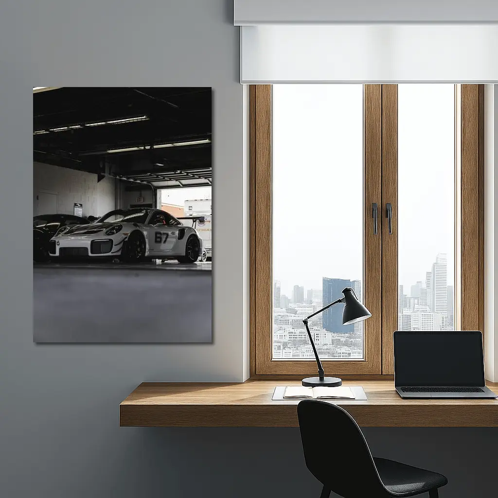 Porsche GT2 RS Race Car Pit Garage – Wall Art