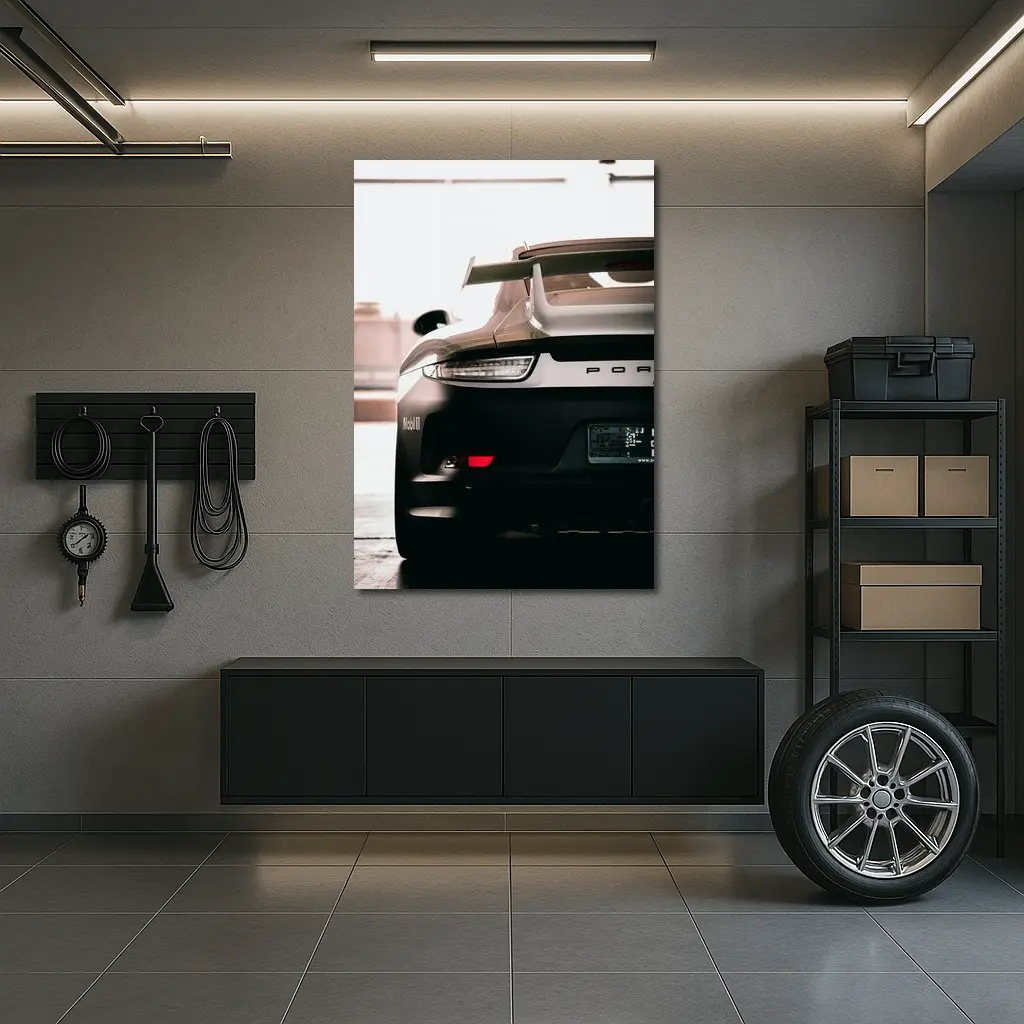 Porsche 911 Rear View Dark Garage – Wall Art