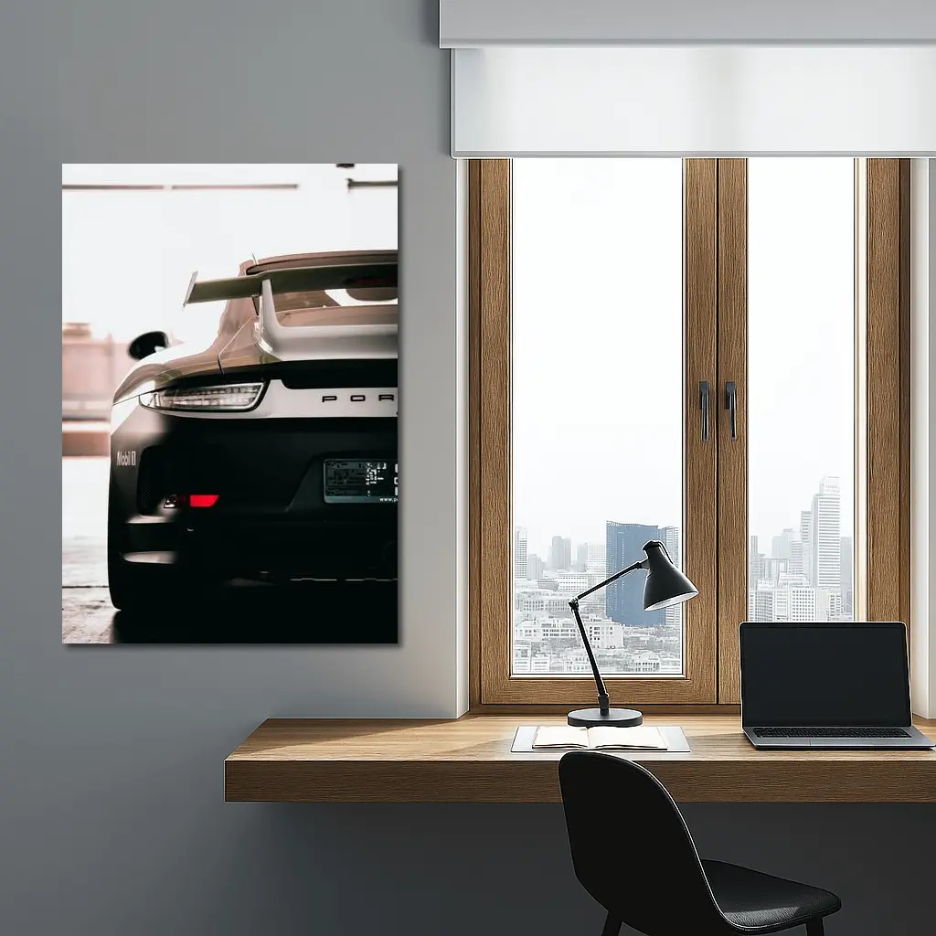 Porsche 911 Rear View Dark Garage – Wall Art