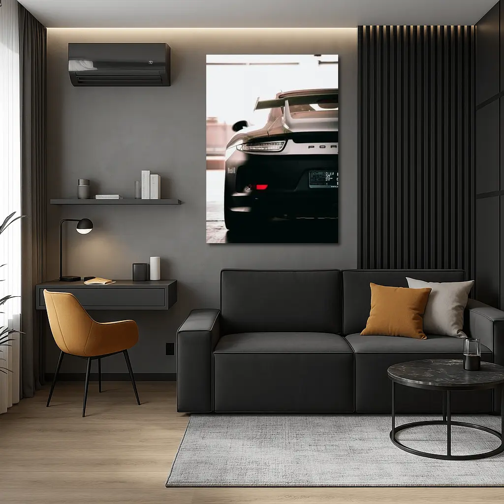 Porsche 911 Rear View Dark Garage – Wall Art