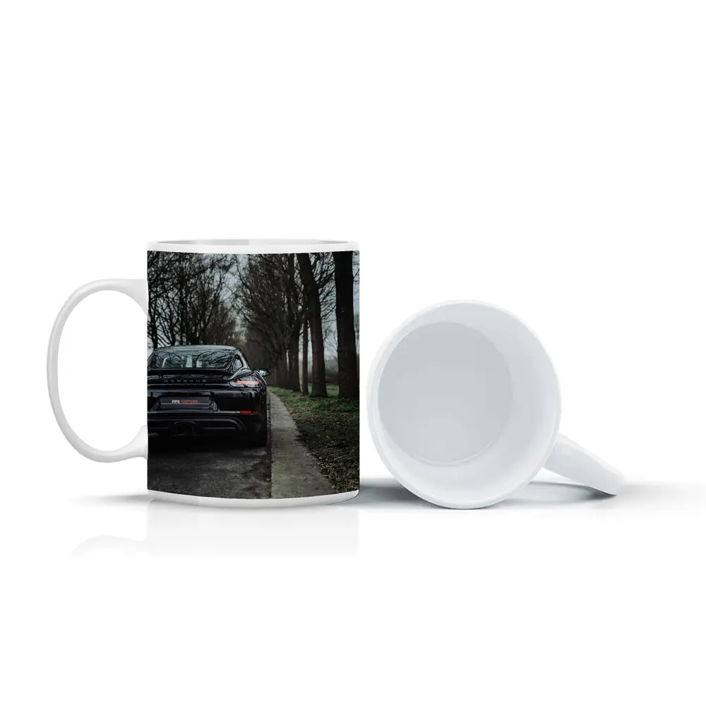 Black Porsche Cayman Rear View Moody Road – Mugs