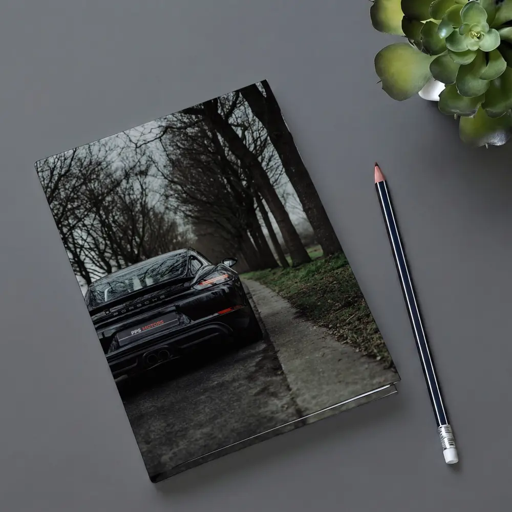 Black Porsche Cayman Rear View Moody Road – Notebooks