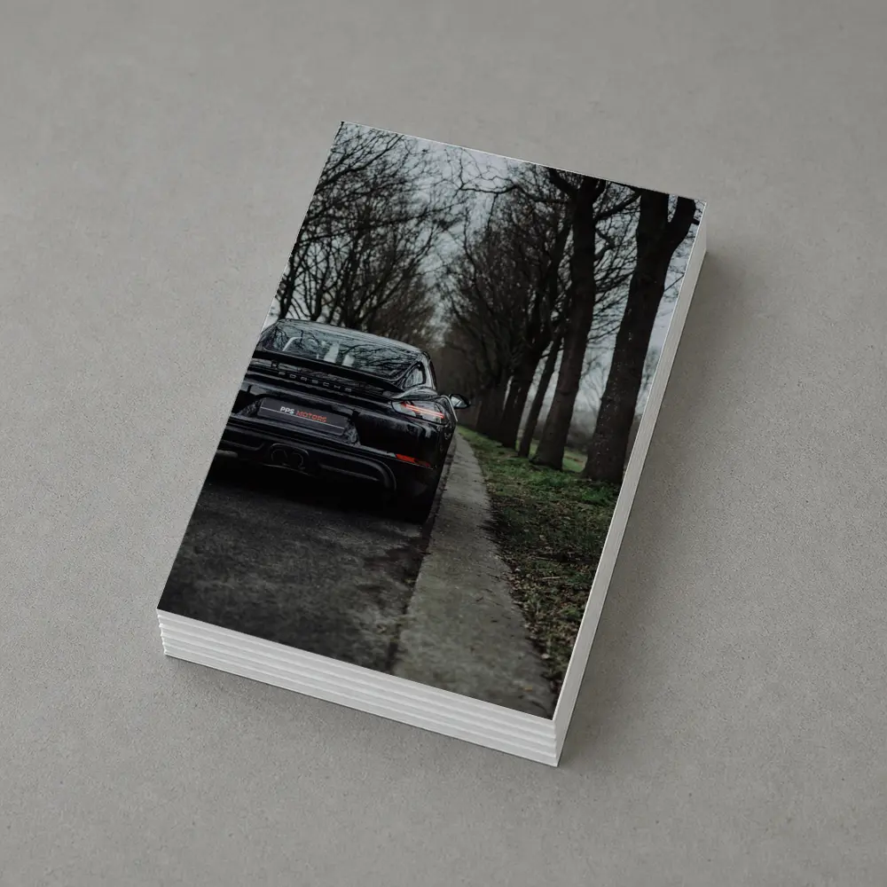 Black Porsche Cayman Rear View Moody Road – Postcards