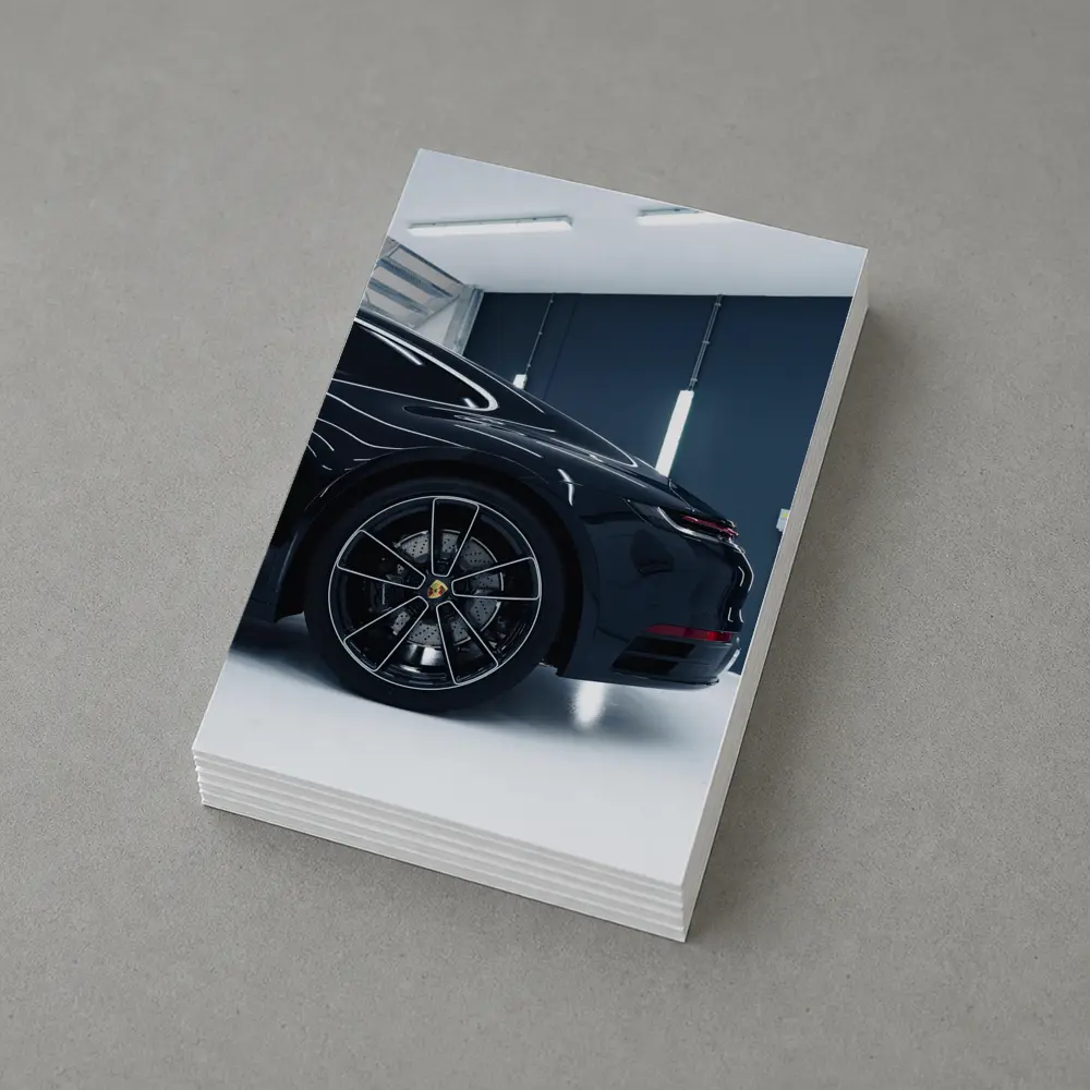 Black Porsche Panamera In Dark Garage – Postcards