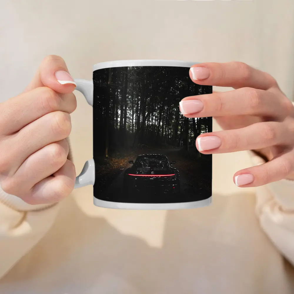 Porsche Taycan Black In Dark Forest – Mugs