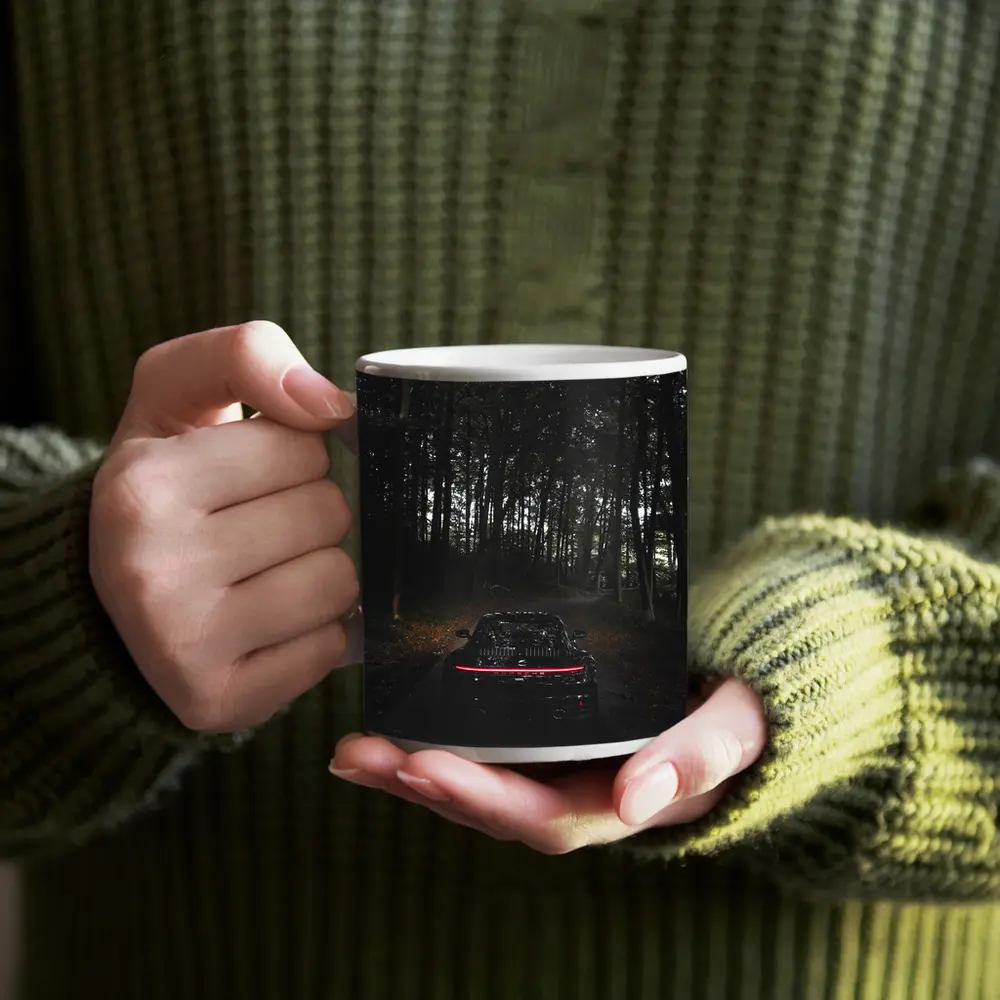 Porsche Taycan Black In Dark Forest – Mugs