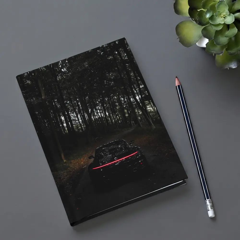 Porsche Taycan Black In Dark Forest – Notebooks