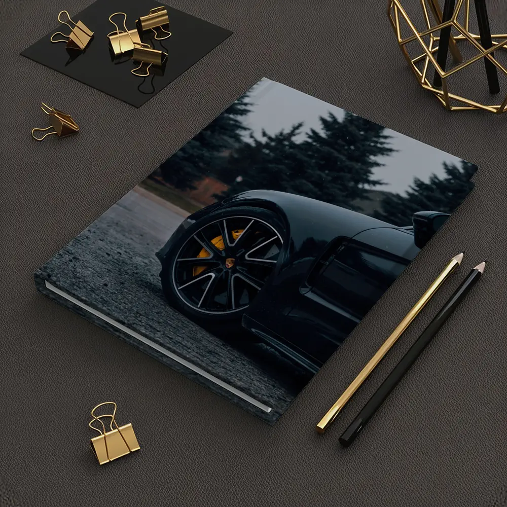 Black Porsche Taycan Yellow Calipers Moody Sky – Notebooks