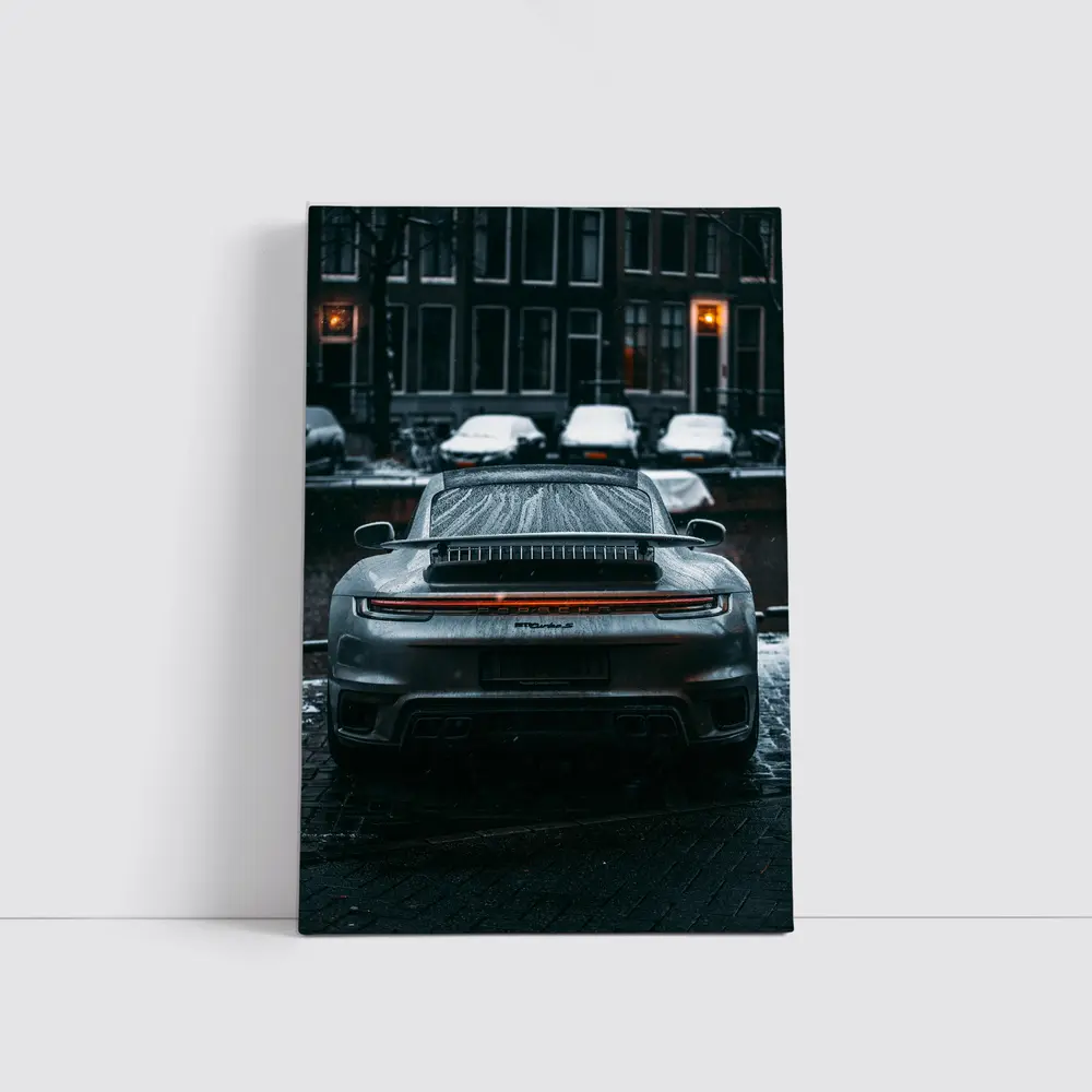 Porsche 911 Rear View Rainy City Street – Wall Art