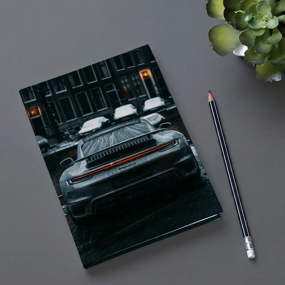 Porsche 911 Rear View Rainy City Street – Notebooks