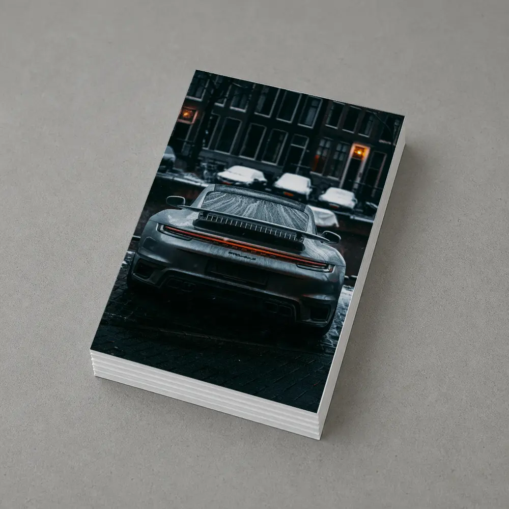 Porsche 911 Rear View Rainy City Street – Postcards