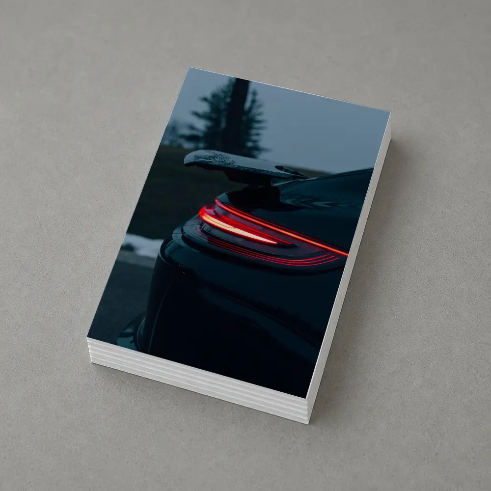 Porsche GT Black Rear Light Winter Dusk – Postcards
