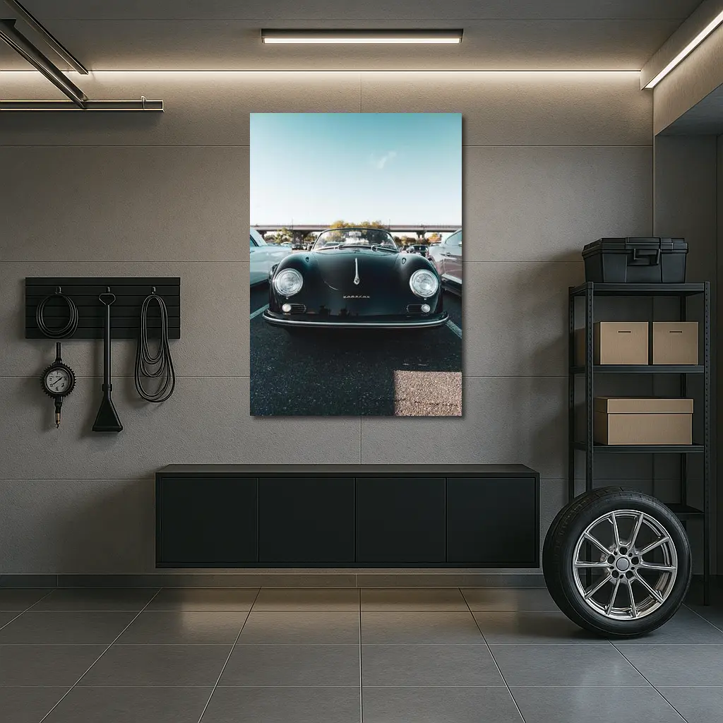 Porsche 356 Speedster Dark Green Parking Lot – Wall Art