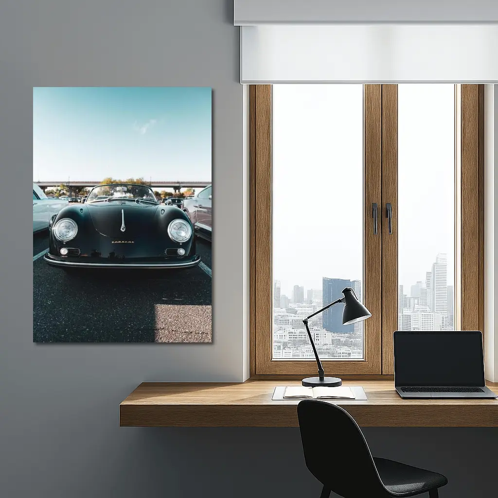 Porsche 356 Speedster Dark Green Parking Lot – Wall Art