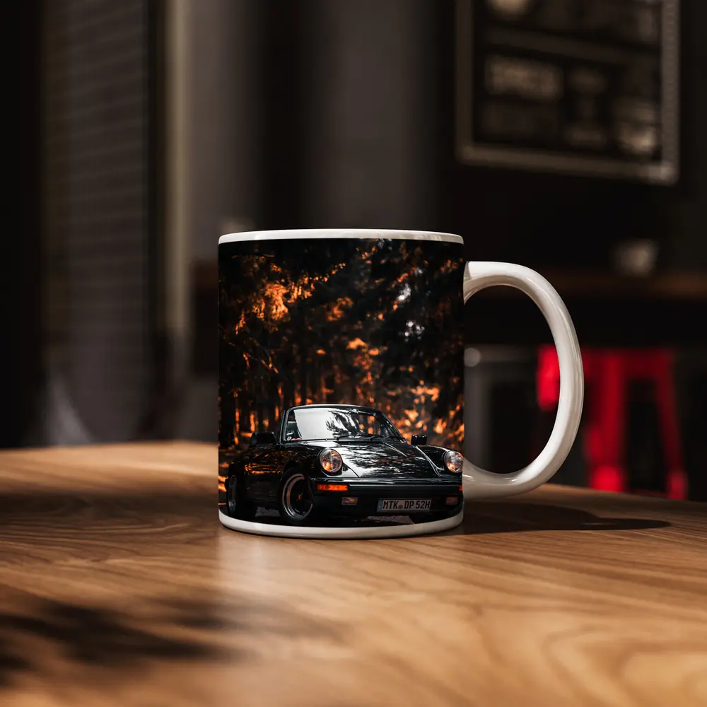 Black Porsche 911 Dark Forest Road – Mugs