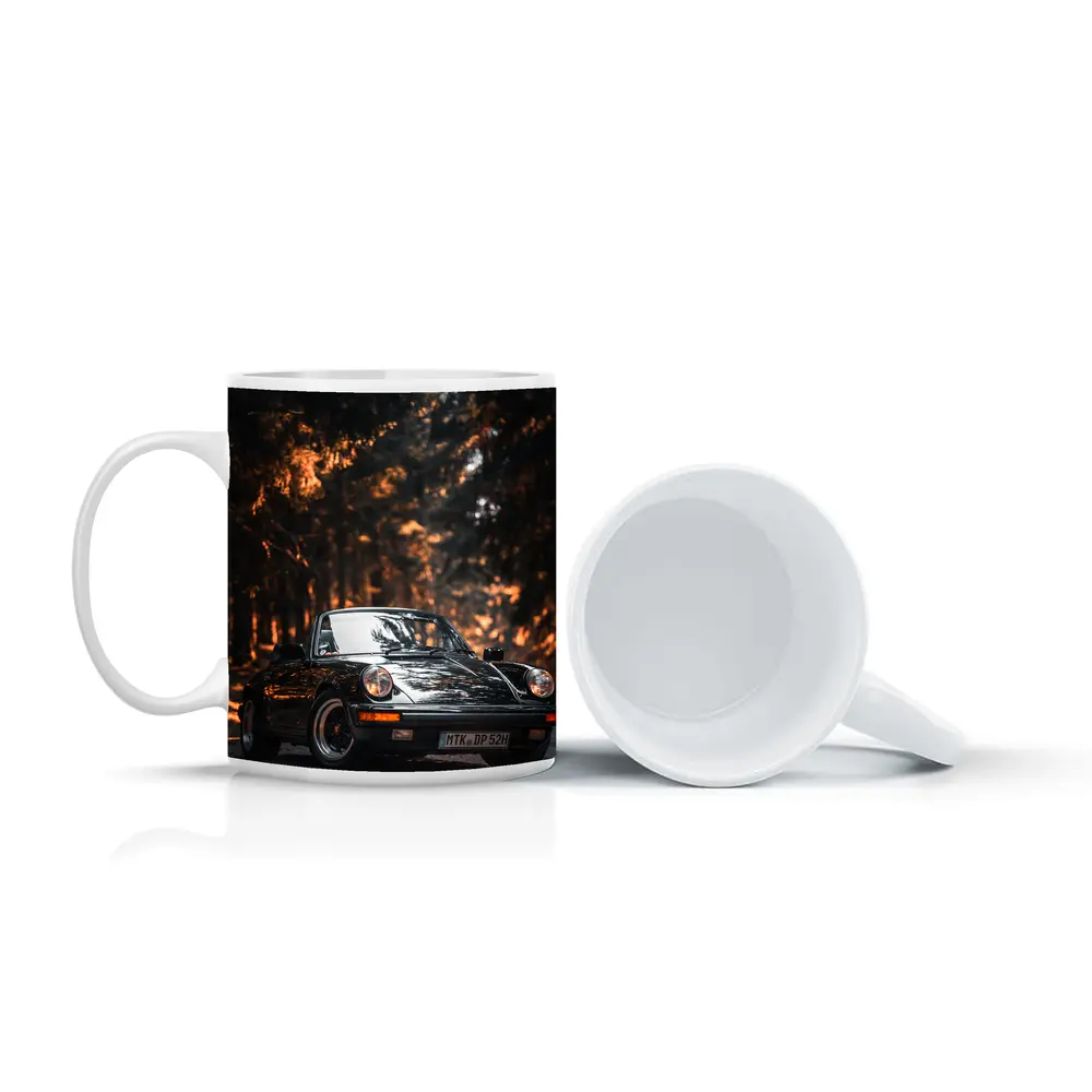 Black Porsche 911 Dark Forest Road – Mugs