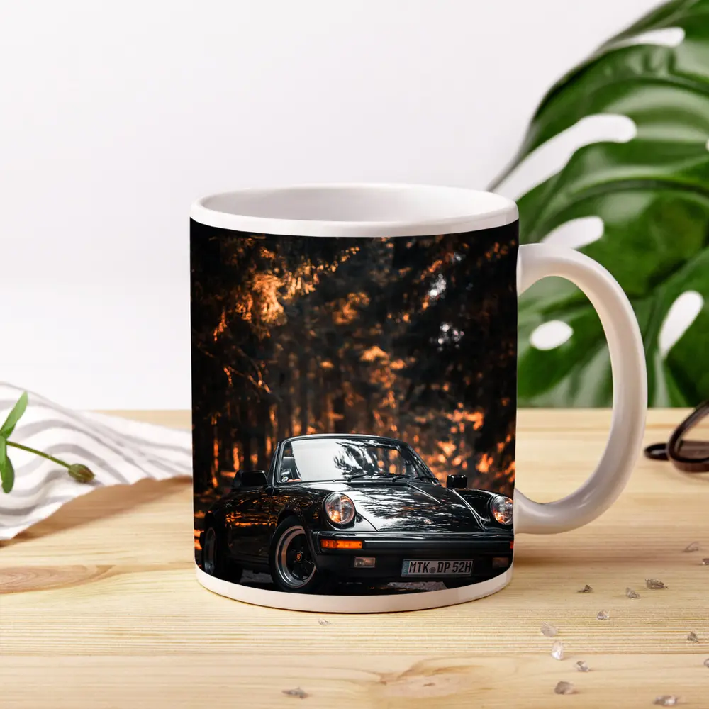 Black Porsche 911 Dark Forest Road – Mugs