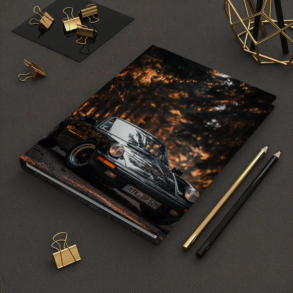 Black Porsche 911 Dark Forest Road – Notebooks