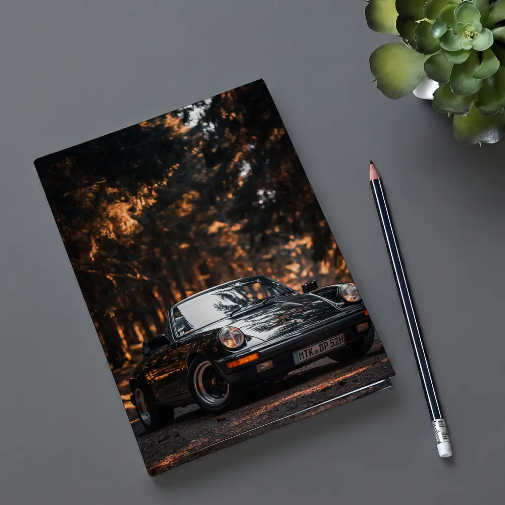 Black Porsche 911 Dark Forest Road – Notebooks