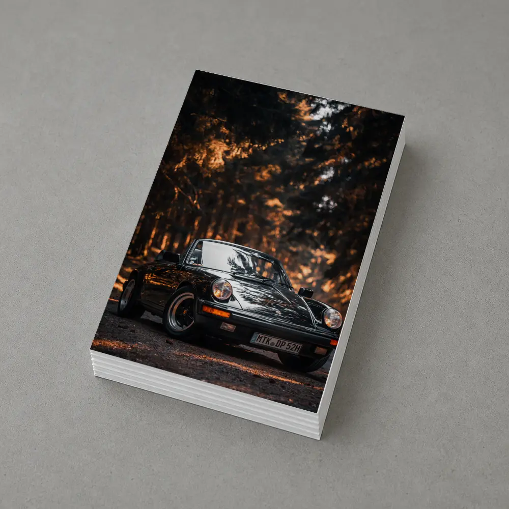 Black Porsche 911 Dark Forest Road – Postcards