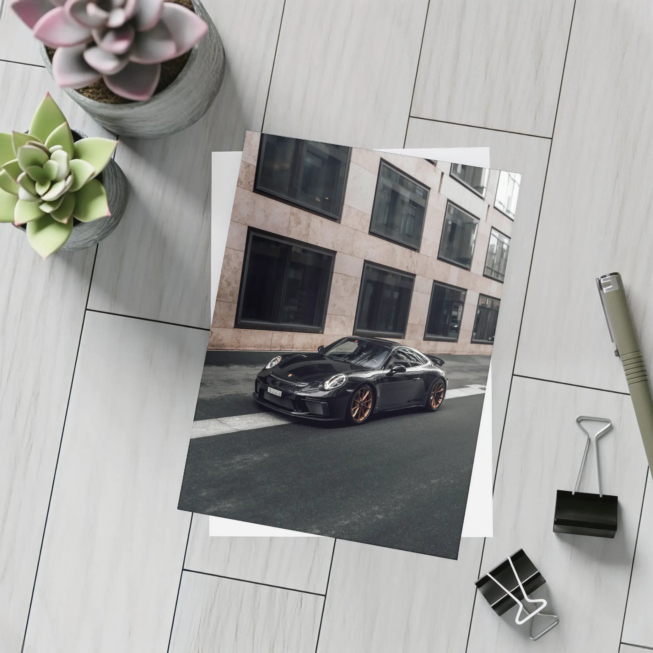 Black Porsche 911 GT3 City Street – Postcards