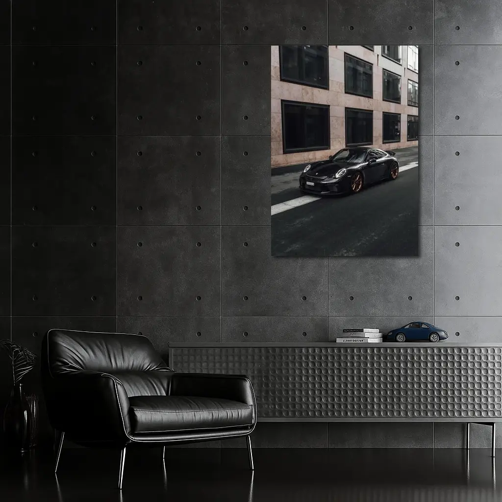 Black Porsche 911 GT3 City Street – Wall Art